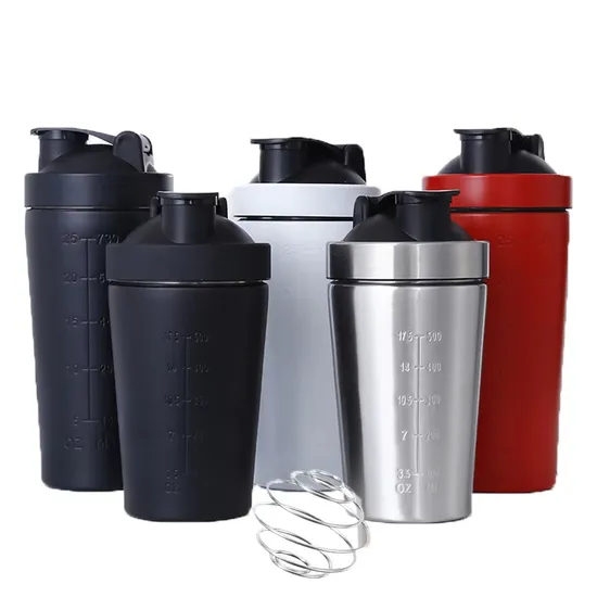 Wholesale Single Wall 500ml 750ml Water Bottle Stainless Steel Gym Protein Shaker Bottle 