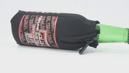 Promotional Custom Neoprene Bottle Can Cooler Holder Sleeve with Zipper 
