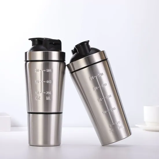 Custom Logo Sports Gym Single Wall Glass Stainless Steel Fitness Protein Powder Shakers Sublimation Shaker Water Bottle 
