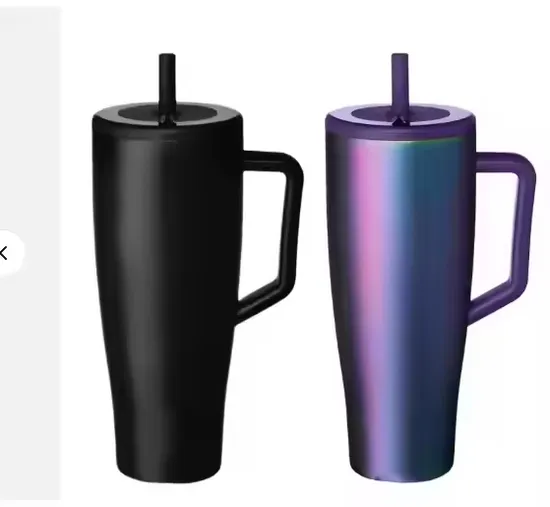 Custom 40 Oz Tumbler with Handle Lid and Straw Double Wall Insulated Cup Stainless Steel Travel Mug Water Bottle for Tea Coffee 