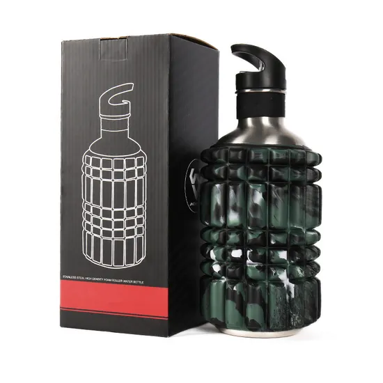Fashion Design Custom Logo Double Wall Single Wall 304 Stainless Steel Sport Foam Roller Fashion Drinking Water Bottle 