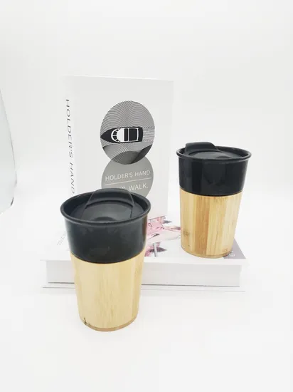 Wooden Coffee Cup Travel Mugs for Hot Drinks, Insulated Double Wall Mug 