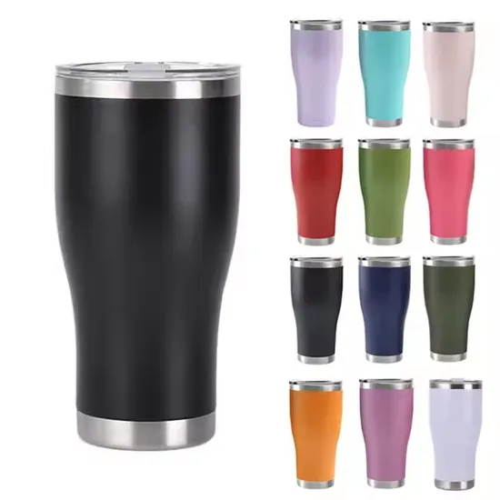 Custom Double Wall Insulated Stainless Steel Travel Tumbler 20oz Curved Coffee Mug for Auto, Insurance, Bank Company Promotion Gift 