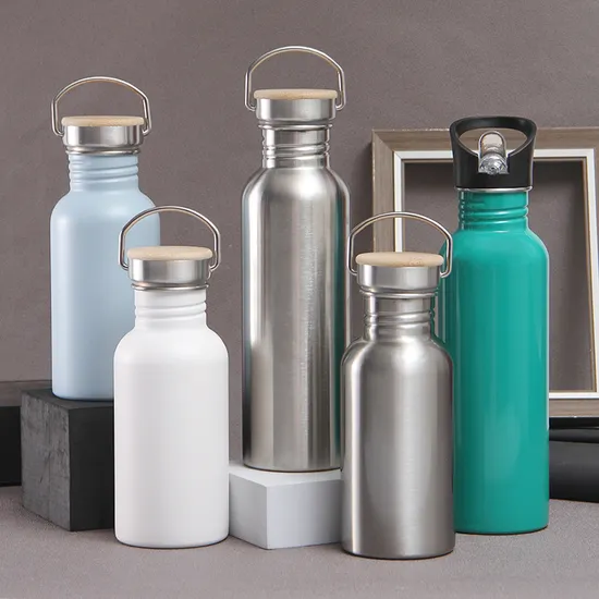 Custom Reusable Single Wall 304 Stainless Steel Camping Sports Water Bottle with Lids 