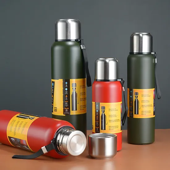 600ml 800ml 1000ml Factory Direct Vacuum Stainless Steel Thermos Creative Sling Portable Water Cup Business Gifts Complimentary Water Flask 