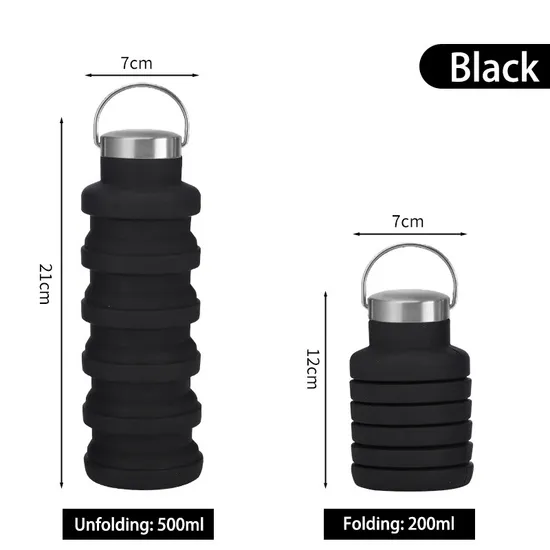 China Manufacture Wholesale Hot Products Portable LFGB Travel Camping Folding Collapsible Silicone Water Bottle 