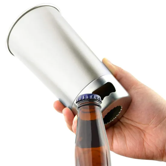 Single Wall Mug with Beer Opener, Metal Mug, Stainless Steel Beer Mug, Travel Mug, Camping Mug, Party Mug, Outdoor Mug, Promotional Gift Mug 